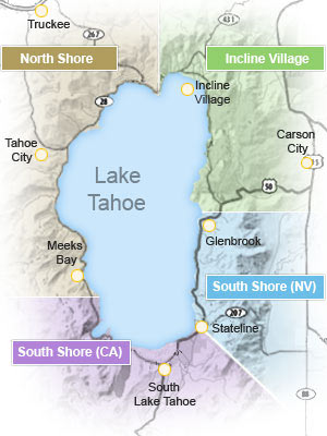 map of south lake tahoe s Lake Tahoe Area Maps Detailed Lake Tahoe Area Map By Region map of south lake tahoe s