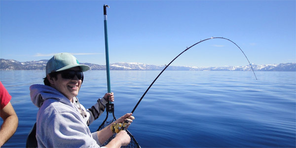 Sierra Fin Addicts Customer Fishing in Lake Tahoe