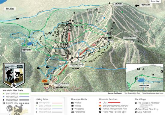 Northstar at Tahoe Mountain Bike Park Trail Map