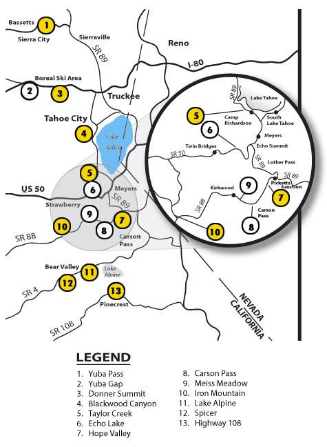 Sierra Mountain Sports of Lake Tahoe Trail Map